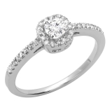 0.45 Carat (ctw) 14K White Gold Round Cut Diamond Ladies Halo Style Bridal Engagement Ring 1/2 CT