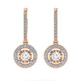 0.50 Carat (ctw) 10K Rose Gold Round Cut Diamond Ladies Cluster Halo Style Dangling Drop Earrings 1/2 CT