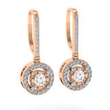 0.50 Carat (ctw) 10K Rose Gold Round Cut Diamond Ladies Cluster Halo Style Dangling Drop Earrings 1/2 CT