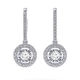 0.50 Carat (ctw) 10K White Gold Round Cut Diamond Ladies Cluster Halo Style Dangling Drop Earrings 1/2 CT