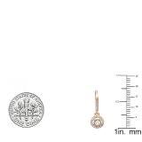 0.50 Carat (ctw) 14K Rose Gold Round Cut Diamond Ladies Cluster Halo Style Dangling Drop Earrings 1/2 CT