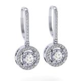 0.50 Carat (ctw) 14K White Gold Round Cut Diamond Ladies Cluster Halo Style Dangling Drop Earrings 1/2 CT