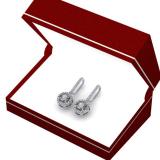 0.50 Carat (ctw) 18K White Gold Round Cut Diamond Ladies Cluster Halo Style Dangling Drop Earrings 1/2 CT
