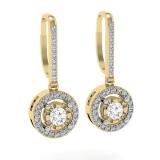 0.50 Carat (ctw) 18K Yellow Gold Round Cut Diamond Ladies Cluster Halo Style Dangling Drop Earrings 1/2 CT