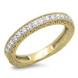 0.33 Carat (ctw) 10K Yellow Gold Round Cut Diamond Ladies Milgrain Anniversary Wedding Stackable Band 1/3 CT