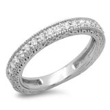 0.33 Carat (ctw) 14K White Gold Round Cut Diamond Ladies Milgrain Anniversary Wedding Stackable Band 1/3 CT