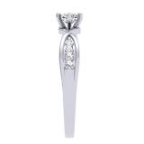 0.33 Carat (ctw) 10K White Gold Round Cut Diamond Ladies Bridal Solitaire With Accents Engagement Ring 1/3 CT