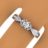 0.33 Carat (ctw) 10K White Gold Round Cut Diamond Ladies Bridal Solitaire With Accents Engagement Ring 1/3 CT