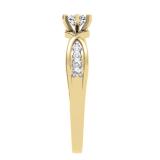 0.33 Carat (ctw) 10K Yellow Gold Round Cut Diamond Ladies Bridal Solitaire With Accents Engagement Ring 1/3 CT
