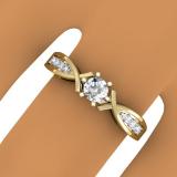 0.33 Carat (ctw) 10K Yellow Gold Round Cut Diamond Ladies Bridal Solitaire With Accents Engagement Ring 1/3 CT