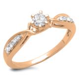 0.33 Carat (ctw) 14K Rose Gold Round Cut Diamond Ladies Bridal Solitaire With Accents Engagement Ring 1/3 CT