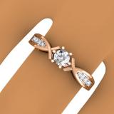 0.33 Carat (ctw) 18K Rose Gold Round Cut Diamond Ladies Bridal Solitaire With Accents Engagement Ring 1/3 CT