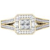 0.45 Carat (ctw) 10K Yellow Gold Princess & Round Cut Diamond Ladies Split Shank Bridal Engagement Ring 1/2 CT