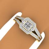 0.45 Carat (ctw) 10K Yellow Gold Princess & Round Cut Diamond Ladies Split Shank Bridal Engagement Ring 1/2 CT