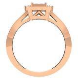 0.45 Carat (ctw) 14K Rose Gold Princess & Round Cut Diamond Ladies Split Shank Bridal Engagement Ring 1/2 CT