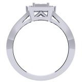 0.45 Carat (ctw) 18K White Gold Princess & Round Cut Diamond Ladies Split Shank Bridal Engagement Ring 1/2 CT