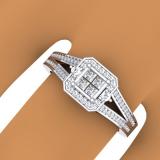 0.45 Carat (ctw) 18K White Gold Princess & Round Cut Diamond Ladies Split Shank Bridal Engagement Ring 1/2 CT