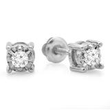0.20 Carat (ctw) Sterling Silver Round Cut Diamond Ladies Solitaire Bezel Set Stud Earrings 1/5 CT