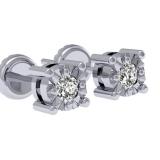 0.20 Carat (ctw) Sterling Silver Round Cut Diamond Ladies Solitaire Bezel Set Stud Earrings 1/5 CT