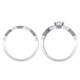 0.10 Carat (ctw) Sterling Silver Round Cut Diamond Ladies Crossover Swirl Bridal Engagement Ring With Matching Band Set 1/10 CT