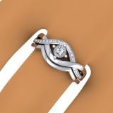 0.10 Carat (ctw) Sterling Silver Round Cut Diamond Ladies Crossover Swirl Bridal Engagement Ring With Matching Band Set 1/10 CT