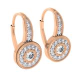 0.45 Carat (ctw) 14K Rose Gold Round Cut Diamond Ladies Cluster Halo Style Milgrain Drop Earrings 1/2 CT