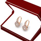 0.45 Carat (ctw) 18K Rose Gold Round Cut Diamond Ladies Cluster Halo Style Milgrain Drop Earrings 1/2 CT