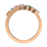 0.50 Carat (ctw) 10K Rose Gold Round Cut Multi-Gemstone Ladies Journey Ring