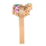 0.50 Carat (ctw) 10K Rose Gold Round Cut Multi-Gemstone Ladies Journey Ring