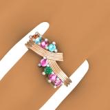 0.50 Carat (ctw) 10K Rose Gold Round Cut Multi-Gemstone Ladies Journey Ring