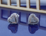 0.23 Carat (ctw) 10K White Gold Round Cut Diamond Ladies Heart Shape Stud Earrings 1/4 CT