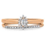 0.25 Carat (ctw) 10K Rose Gold Marquise & Round Cut Diamond Ladies Bridal Halo Style Engagement Ring Matching Band Set 1/4 CT