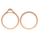 0.25 Carat (ctw) 10K Rose Gold Marquise & Round Cut Diamond Ladies Bridal Halo Style Engagement Ring Matching Band Set 1/4 CT
