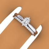 0.25 Carat (ctw) 10K White Gold Marquise & Round Cut Diamond Ladies Bridal Halo Style Engagement Ring Matching Band Set 1/4 CT
