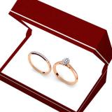 0.25 Carat (ctw) 14K Rose Gold Marquise & Round Cut Diamond Ladies Bridal Halo Style Engagement Ring Matching Band Set 1/4 CT