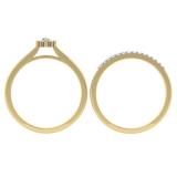 0.25 Carat (ctw) 14K Yellow Gold Marquise & Round Cut Diamond Ladies Bridal Halo Style Engagement Ring Matching Band Set 1/4 CT