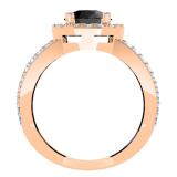2.33 Carat (ctw) 10K Rose Gold Round Black & White Diamond Ladies Bridal Split Shank Halo Style Engagement Ring