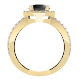 2.33 Carat (ctw) 10K Yellow Gold Round Black & White Diamond Ladies Bridal Split Shank Halo Style Engagement Ring