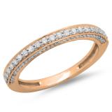 0.40 Carat (ctw) 14K Rose Gold Round Cut Diamond Ladies Anniversary Wedding Band Stackable Ring