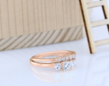 0.90 Carat (ctw) 14K Rose Gold Princess & Round Cut Diamond Ladies 3 Stone Bridal Engagement Ring With Matching 5 Stone Wedding Band Set