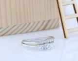 0.90 Carat (ctw) 14K White Gold Princess & Round Cut Diamond Ladies 3 Stone Bridal Engagement Ring With Matching 5 Stone Wedding Band Set