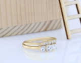 0.90 Carat (ctw) 14K Yellow Gold Princess & Round Cut Diamond Ladies 3 Stone Bridal Engagement Ring With Matching 5 Stone Wedding Band Set