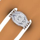 1.25 Carat (ctw) 10K White Gold Princess & Round Cut Diamond Ladies Swirl Split Shank Bridal Halo Engagement Ring With Matching Bands 3 pcs Set 1 1/4 CT