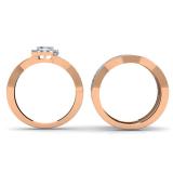 1.25 Carat (ctw) 14K Rose Gold Princess & Round Cut Diamond Ladies Swirl Split Shank Bridal Halo Engagement Ring With Matching Bands 3 pcs Set 1 1/4 CT