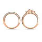 1.05 Carat (ctw) 14K Rose Gold Round Cut Diamond Ladies 3 Stone Bridal Engagement Ring With Matching Band Set 1 CT