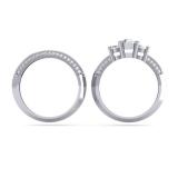1.05 Carat (ctw) 14K White Gold Round Cut Diamond Ladies 3 Stone Bridal Engagement Ring With Matching Band Set 1 CT