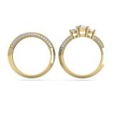 1.05 Carat (ctw) 14K Yellow Gold Round Cut Diamond Ladies 3 Stone Bridal Engagement Ring With Matching Band Set 1 CT