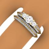 1.05 Carat (ctw) 14K Yellow Gold Round Cut Diamond Ladies 3 Stone Bridal Engagement Ring With Matching Band Set 1 CT