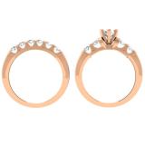 1.00 Carat (ctw) 10K Rose Gold Round Cut Diamond Ladies Bridal Solitaire With Accents Engagement Ring Matching Band Set 1 CT