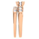 1.00 Carat (ctw) 10K Rose Gold Round Cut Diamond Ladies Bridal Solitaire With Accents Engagement Ring Matching Band Set 1 CT